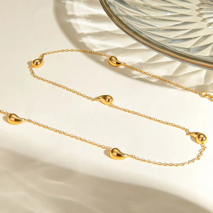 Dainty 18K Gold Plated Heart Station Necklace