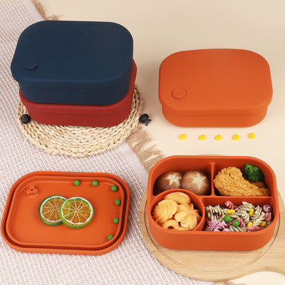 Food Grade Silicone Compartment Lunch Box - Microwave Safe Bento Box