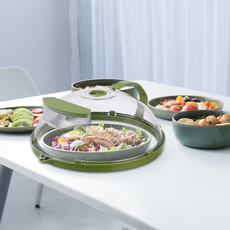 Anti-Splatter Microwave Food Cover with Steam Vent & Water Reservoir - 10 Inch Clear Heat-Resistant Plate Lid with Handle