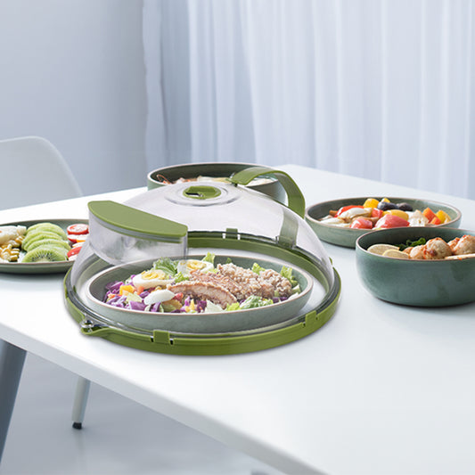 Anti-Splatter Microwave Food Cover with Steam Vent & Water Reservoir - 10 Inch Clear Heat-Resistant Plate Lid with Handle