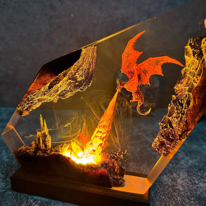 Epic Dragon Battle Resin Lamp | Unique 3D Movie Model Home Decor Gift