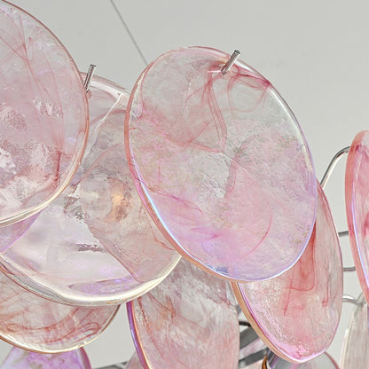 Designer Pink Stained Glass Chandelier - Luxury Artistic Pendant Light for Bedroom & Dining Room