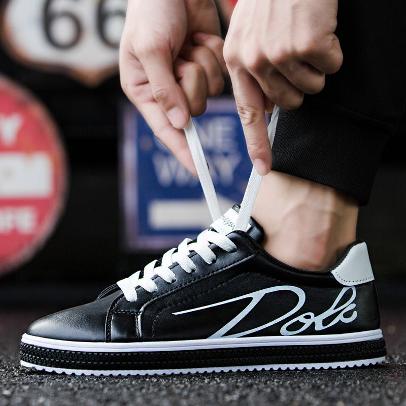 Men's Versatile Flat Casual Shoes - Trendy White Student Sports Board Sneakers
