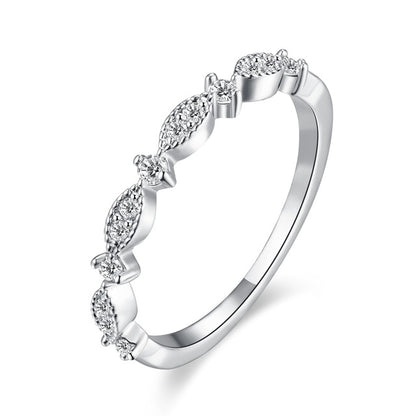 Elegant Rose Gold Tone Marquise Rhinestone Wedding Band / Minimalist Engagement or Promise Ring for Women