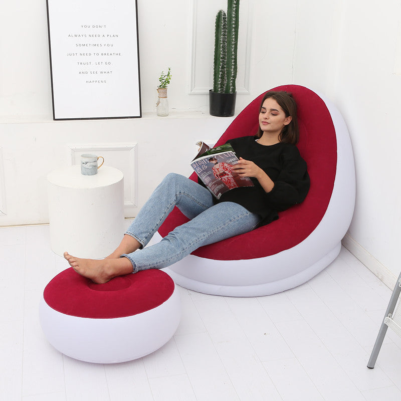 Inflatable Lazy Sofa Chair with Leg Rest | Comfortable Air Mattress Beanbag for Home & Outdoor Use