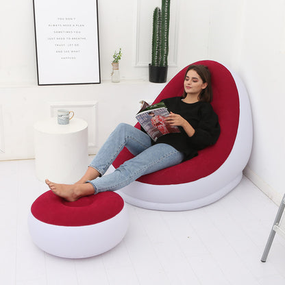 Inflatable Lazy Sofa Chair with Leg Rest | Comfortable Air Mattress Beanbag for Home & Outdoor Use