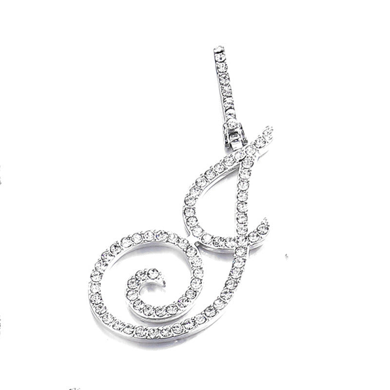 Iced Out Initial Letter Pendant Cuban Chain Necklace