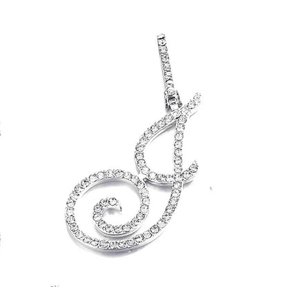 Iced Out Initial Letter Pendant Cuban Chain Necklace