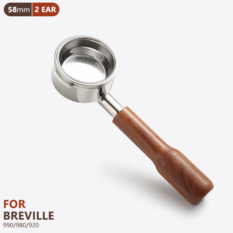 58mm Bottomless Portafilter with Wooden Handle for La Marzocco