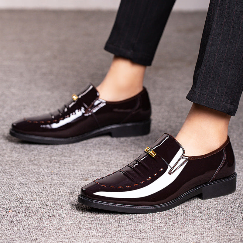 Men's Korean Style Business Formal Shoes - Glossy Low Cut Leather Dress Shoes