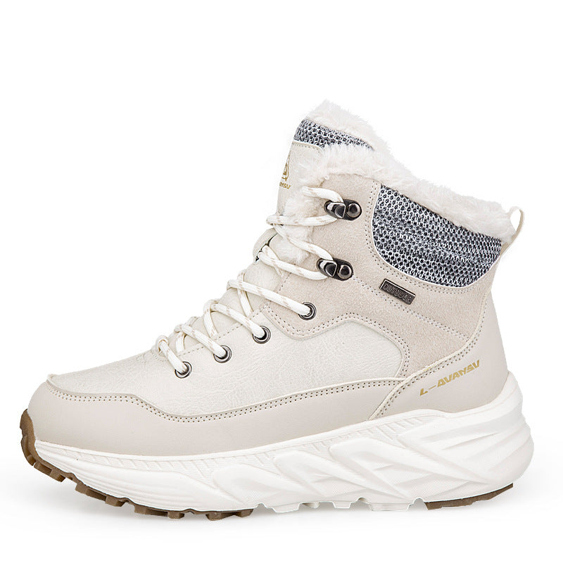 Winter Outdoor Fleece-Lined Snow Boots – Warm Mid-Cut Height Increasing Walking Shoes for Men & Women