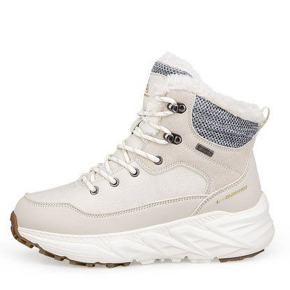 Winter Outdoor Fleece-Lined Snow Boots – Warm Mid-Cut Height Increasing Walking Shoes for Men & Women
