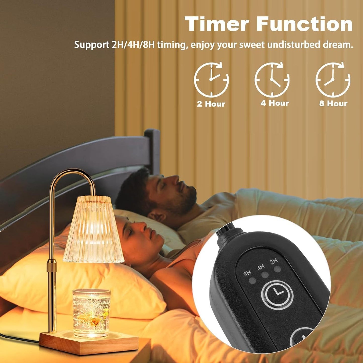 Electric Candle Warmer Lamp with Timer - Adjustable Height & Dimmable Wax Melt Light for Home Aromatherapy