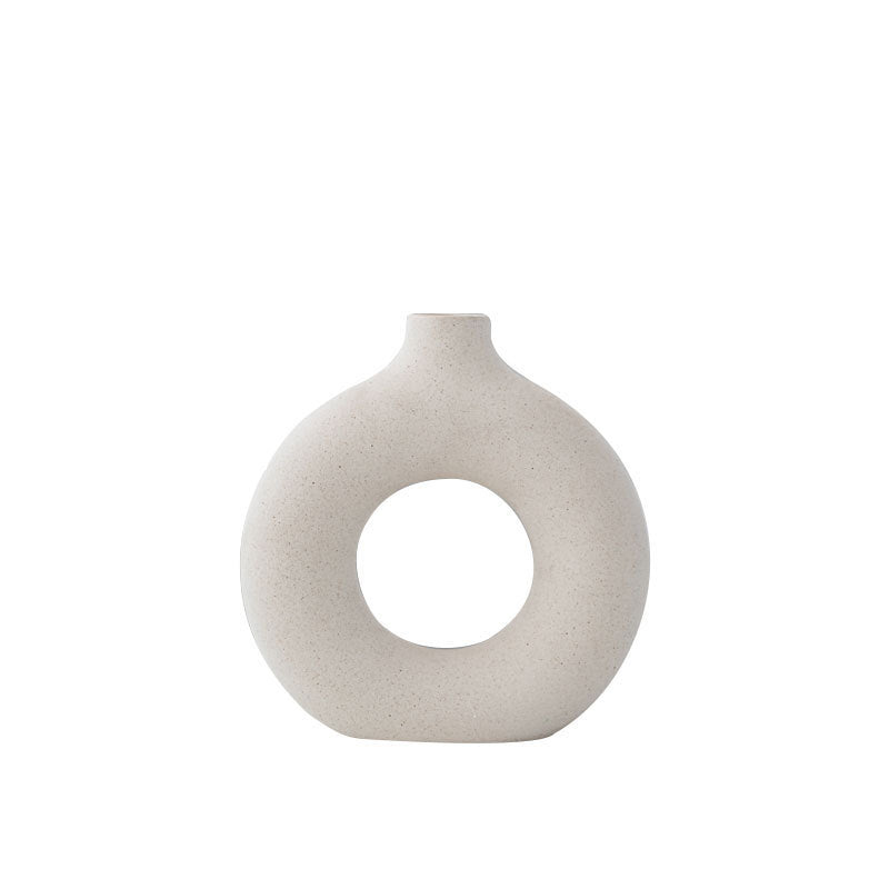 Minimalist Ceramic Nordic Vase – Creative Modern Doughnut Vase for Home Decor