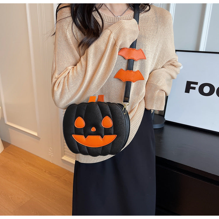 Halloween Funny Pumpkin Crossbody Shoulder Bag (Contrast Color)