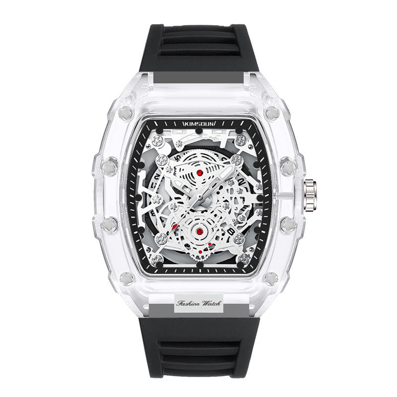 Luxury Fashion Transparent Men's Watch - Luxury Tonneau Quartz Sports Watch