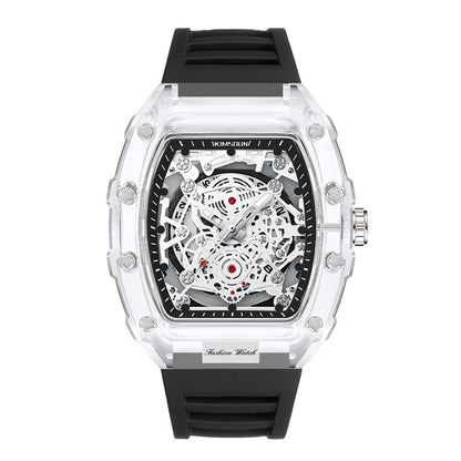 Luxury Fashion Transparent Men's Watch - Luxury Tonneau Quartz Sports Watch