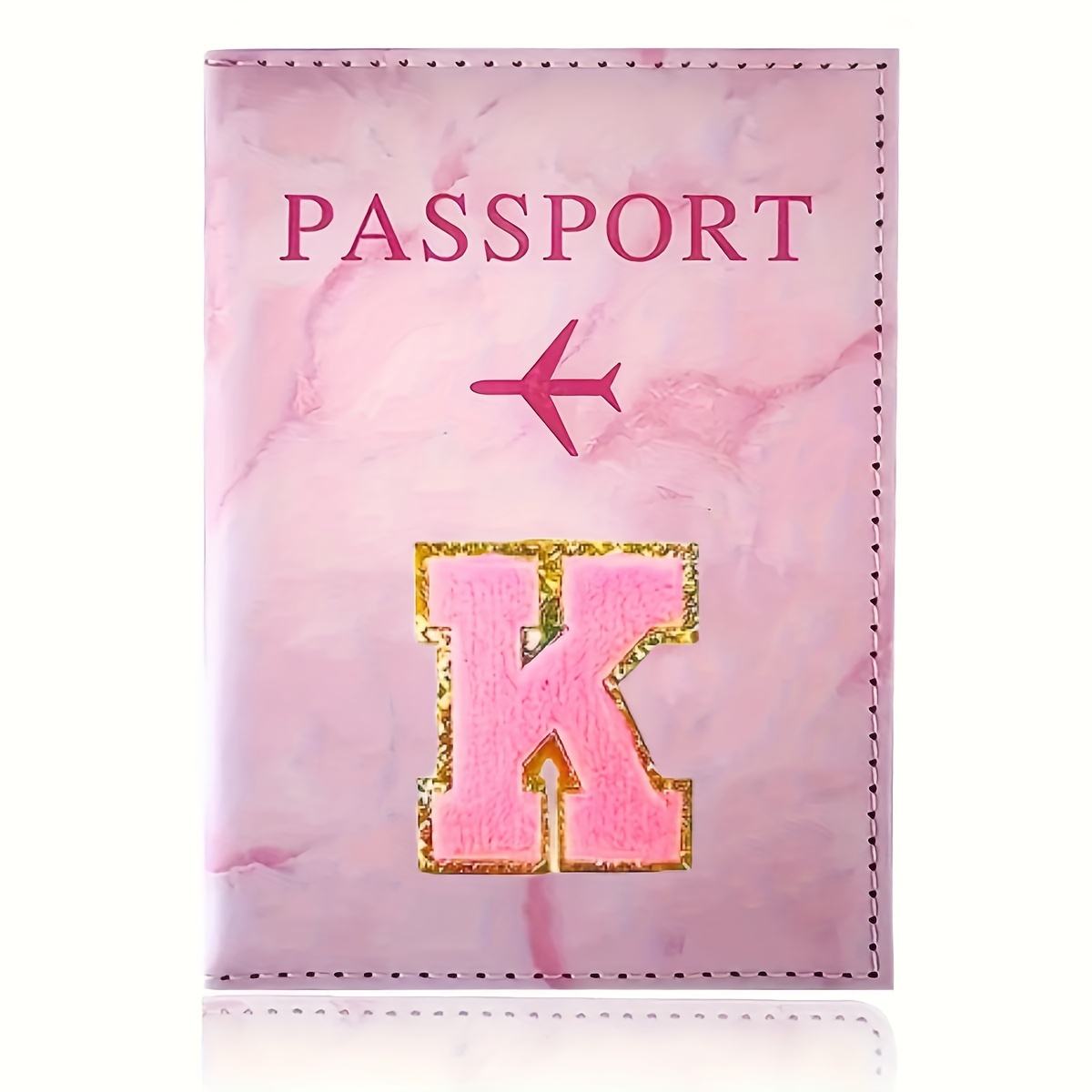 Monogrammed Pink Marble Effect Passport Clip