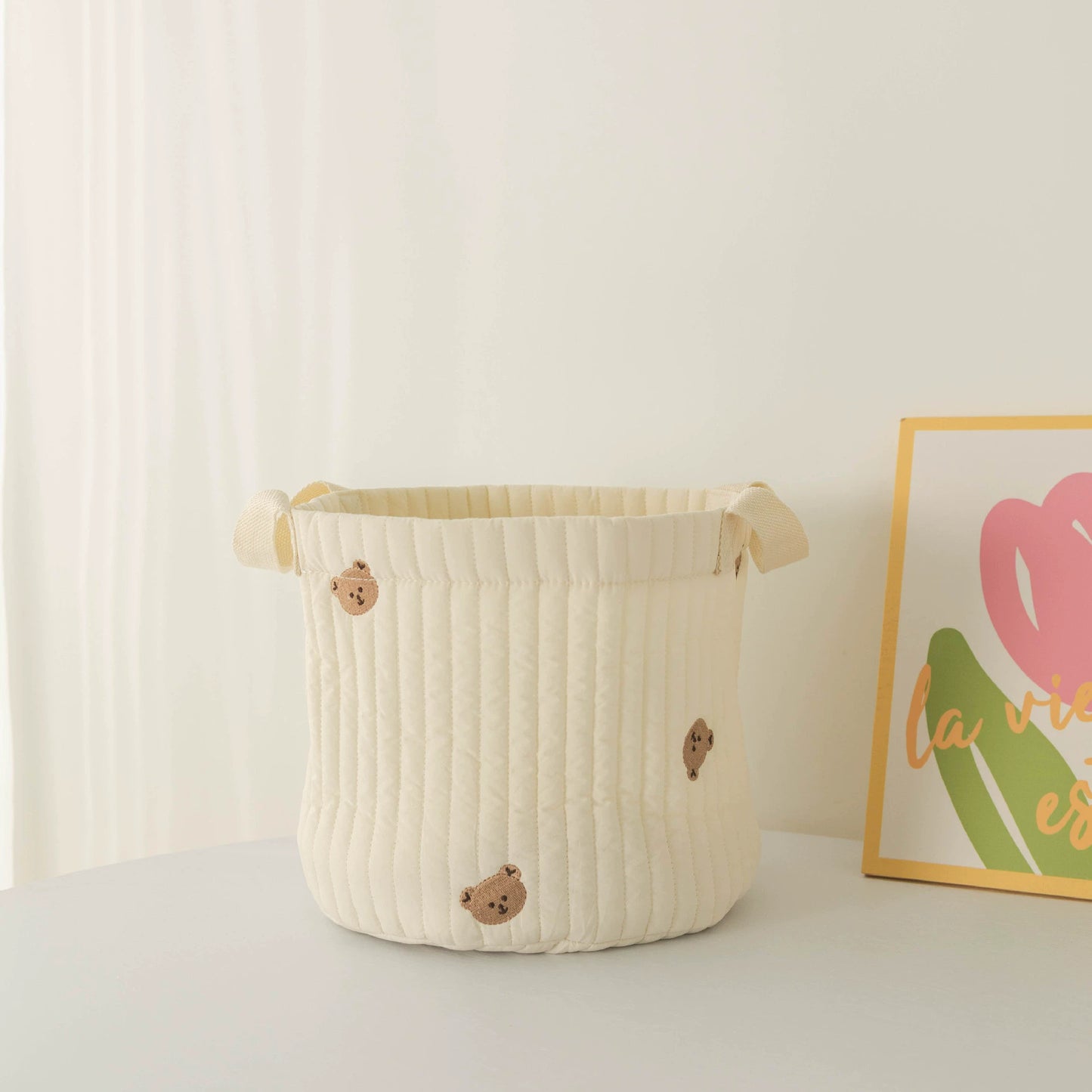 Cute Quilted Baby Storage Basket - Multi-Purpose Toy & Diaper Organizer Bag
