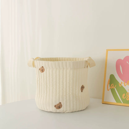 Cute Quilted Baby Storage Basket - Multi-Purpose Toy & Diaper Organizer Bag