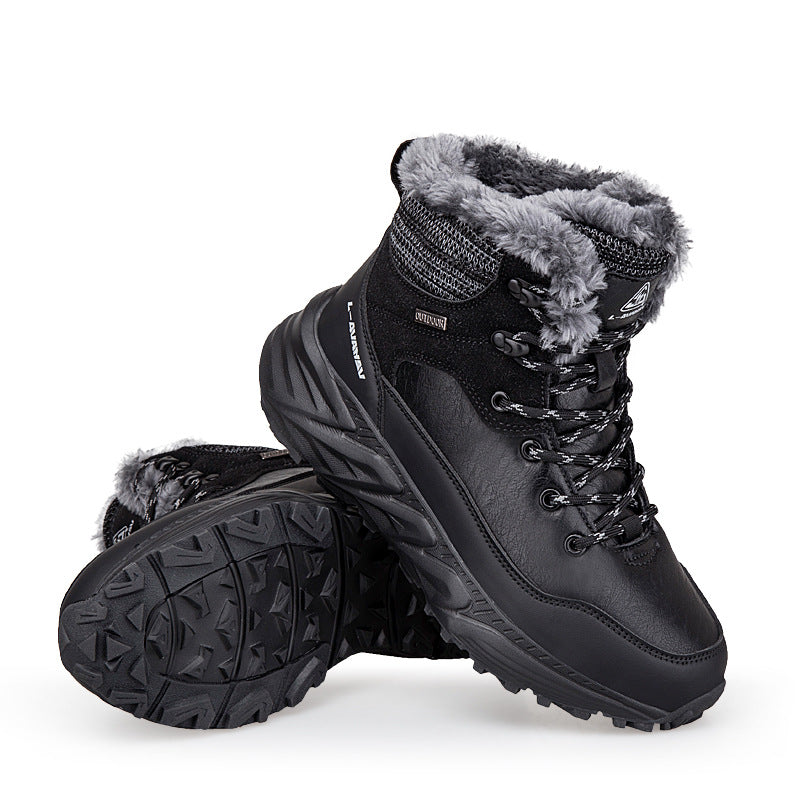 Winter Outdoor Fleece-Lined Snow Boots – Warm Mid-Cut Height Increasing Walking Shoes for Men & Women