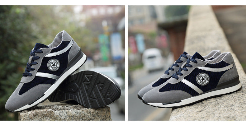 Men's Sports Casual Shoes Korean Style Men's Shoes Hidden Internal Height Increase 8CM Suede Vintage Running Shoes Men