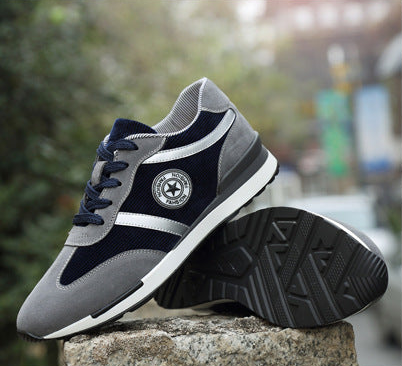 Men's Sports Casual Shoes Korean Style Men's Shoes Hidden Internal Height Increase 8CM Suede Vintage Running Shoes Men