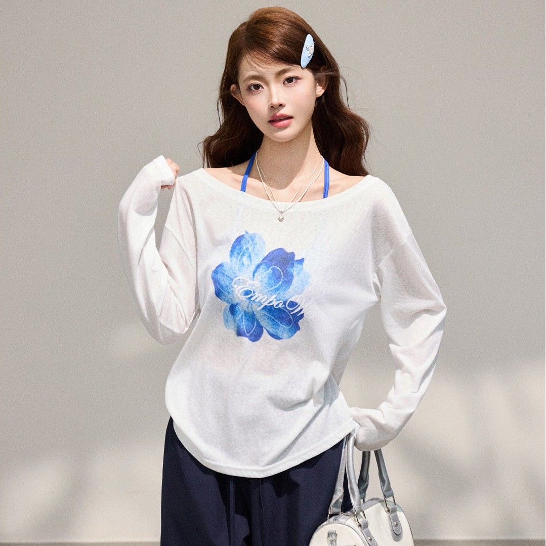 Women's 2-Piece Floral Print Long Sleeve Cardigan & Off-Shoulder Top Set