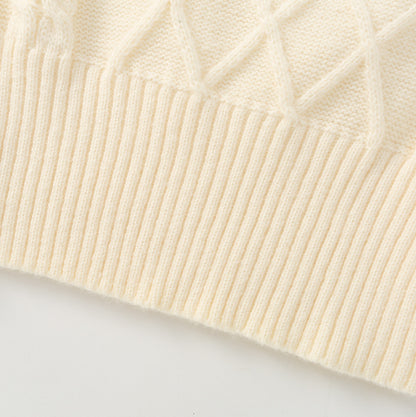 Chic Square Neck Long Sleeve Cable Knit Sweater – Cozy Slim Fit Cropped Pullover for Women