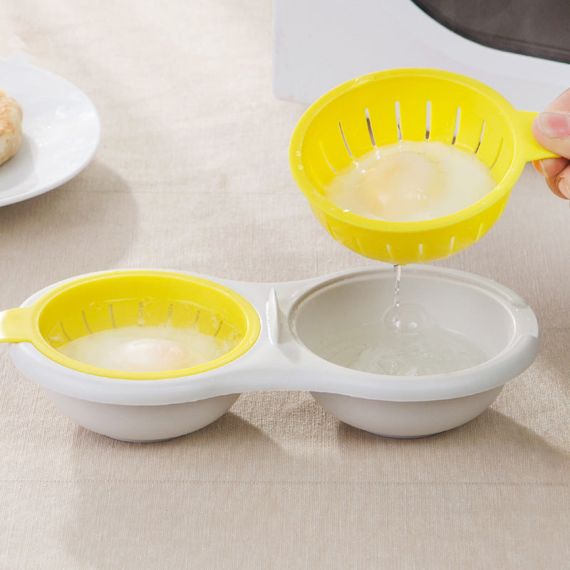 Microwave Twin Egg Poacher & Steamer Bowl with Lid