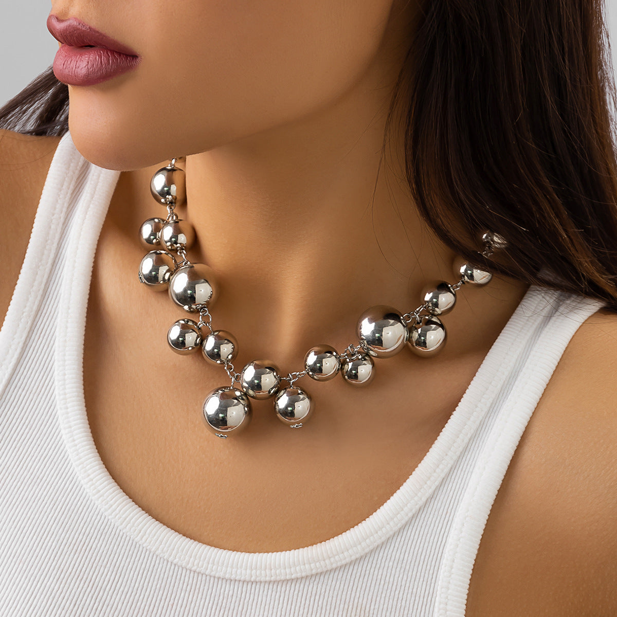Statement Chunky Faux Pearl Necklace & Bracelet Set