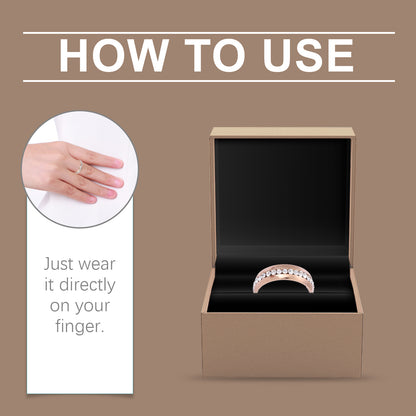 Hoexe Rose Gold Full Diamond Ring - Elegant Light Luxury Jewelry for Women