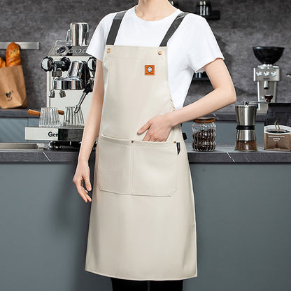 Heavy Duty Soft Leather Apron for Cooking & BBQ | Adjustable Elastic Band & Multi-Pocket Design