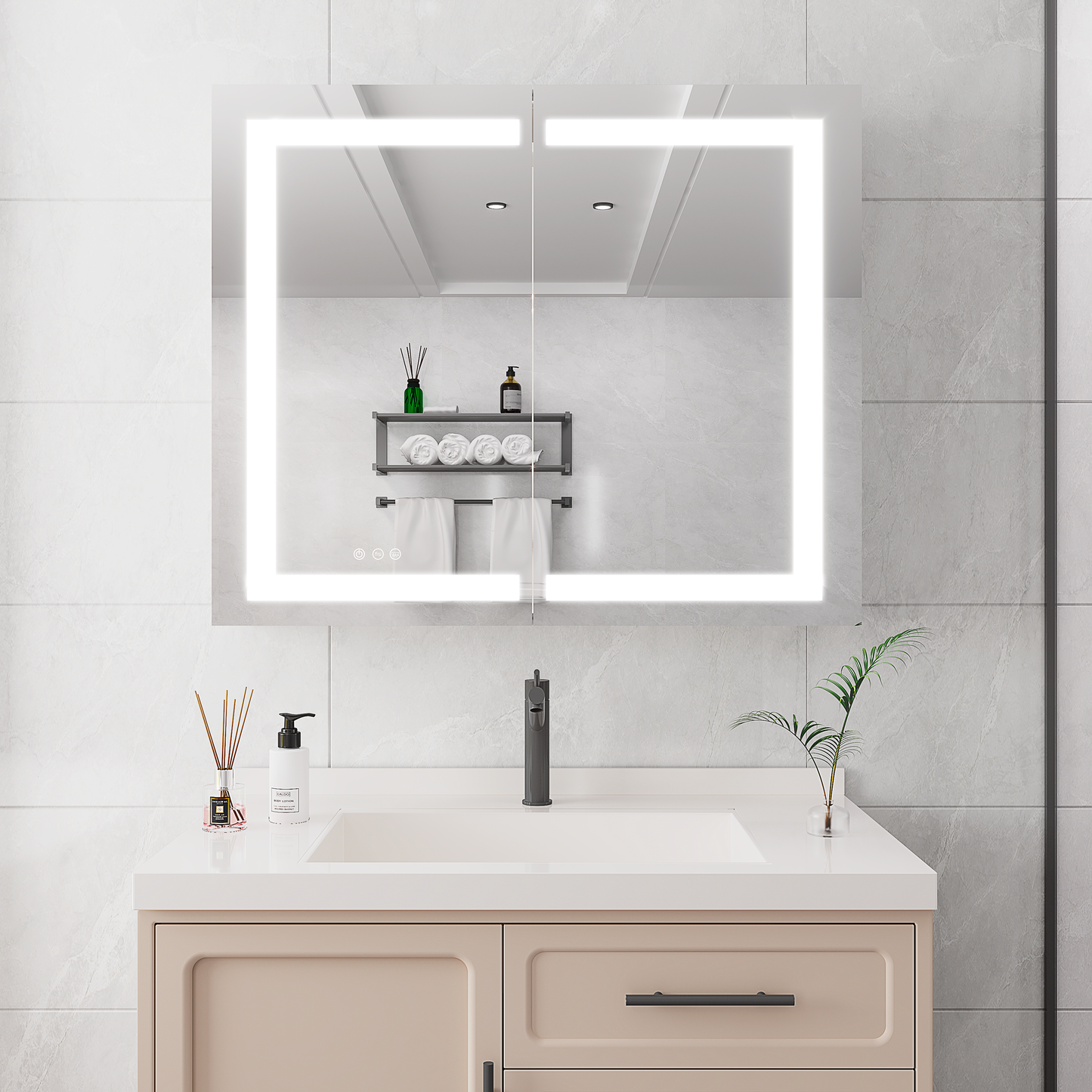 36 x 30 Inch LED Medicine Cabinet with Dimmable Anti-Fog Vanity Mirror