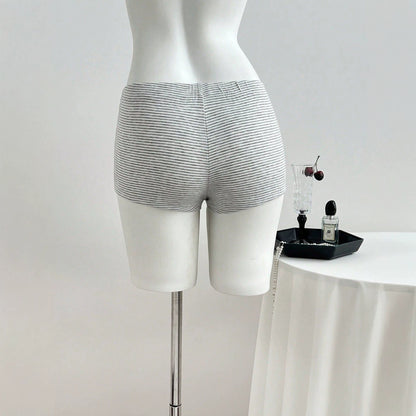 Trendy Low-Waisted Striped Shorts with Big Front Bow
