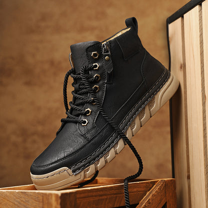 Premium Outdoor Martin Boots for Men – Trendy Thick Sole Mid-Cut Autumn & Winter Fashion Boots