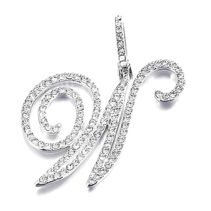Iced Out Initial Letter Pendant Cuban Chain Necklace