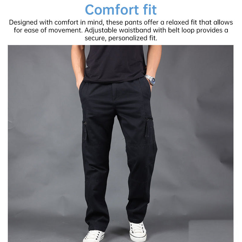 Men's Cotton Cargo Overalls for Camping & Hiking | Straight-Leg, Multi-Pocket Baggy Trousers