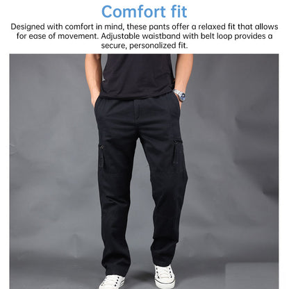 Men's Cotton Cargo Overalls for Camping & Hiking | Straight-Leg, Multi-Pocket Baggy Trousers