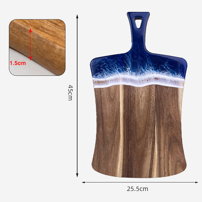 Luxury Resin Ocean Wave Wood Cutting Board - Handmade Acacia Wood Charcuterie Board