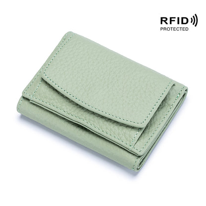 Women's Japanese Style Genuine Leather RFID Protected Mini Coin Wallet (Short)