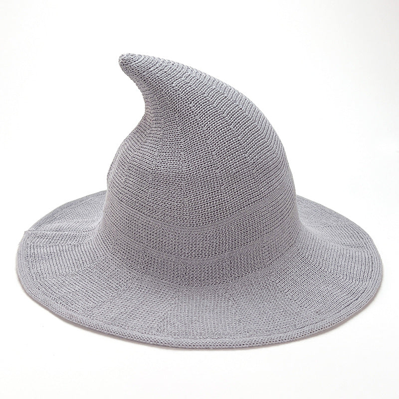 Knitted Pointed Top Witch Hat | Wide Brim Halloween Party