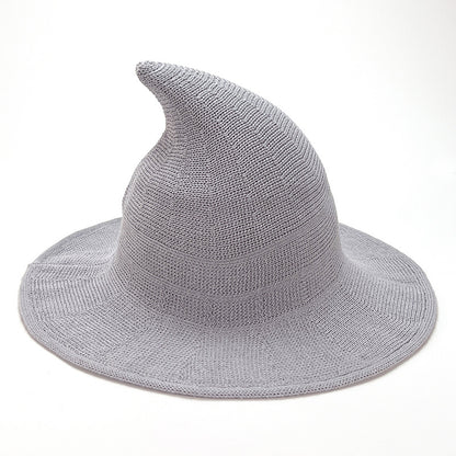 Knitted Pointed Top Witch Hat | Wide Brim Halloween Party