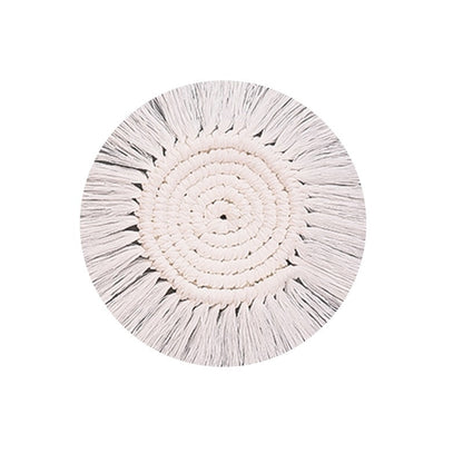 Handmade Nordic Cotton Rope Coaster - Boho Style Tassel Table Mat for Drinks & Home Decor
