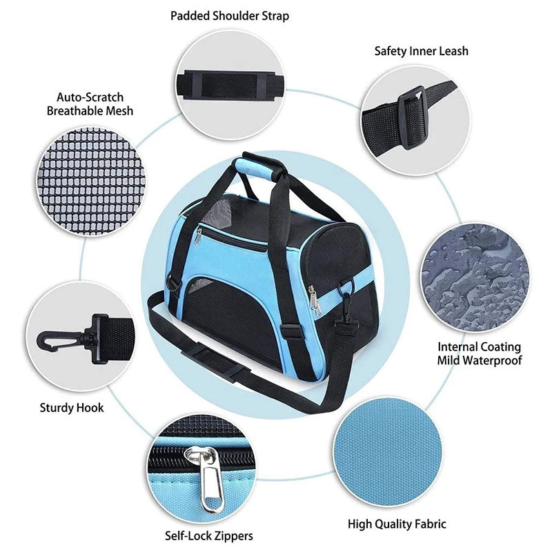 Premium Expandable Pet Carrier - Lightweight Mesh Travel Bag for Cats, Puppies & Small Pets