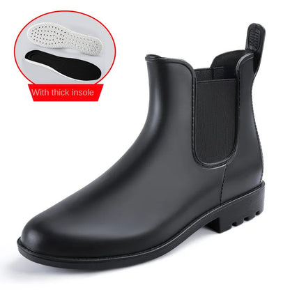 Women's Short Rain Boots - Waterproof Anti-Slip Chelsea Water Boots
