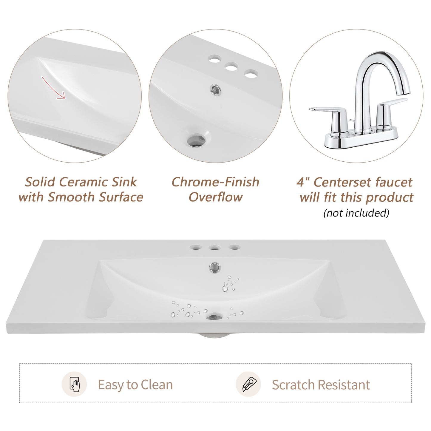 Modern Wall-Mounted Single Basin Vanity with 3-Faucet Holes