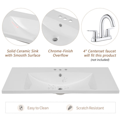 Modern Wall-Mounted Single Basin Vanity with 3-Faucet Holes