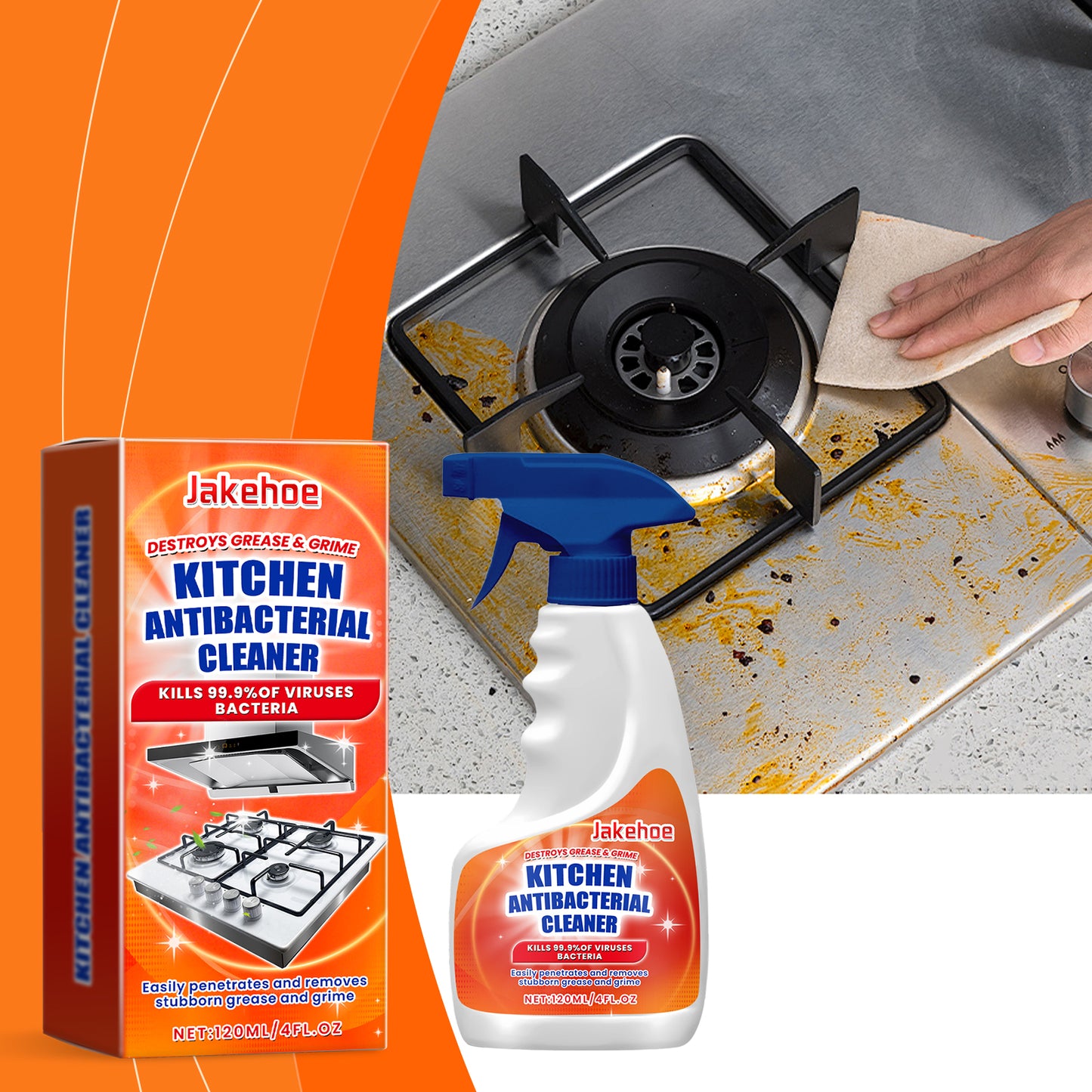 Advanced Kitchen Antibacterial Cleaner Spray - 99.9% Virus & Grease Remover (500ml)