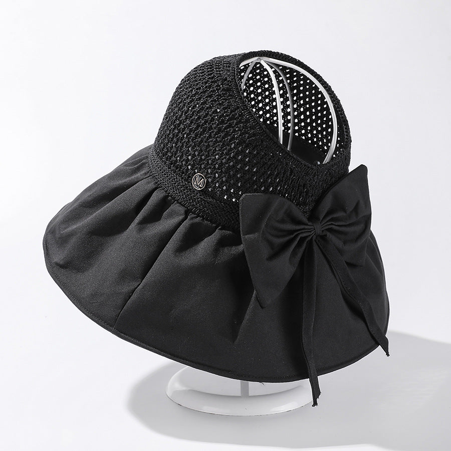 Women's Summer Wide Brim Sun Hat - Foldable Beach Visor with UV Protection